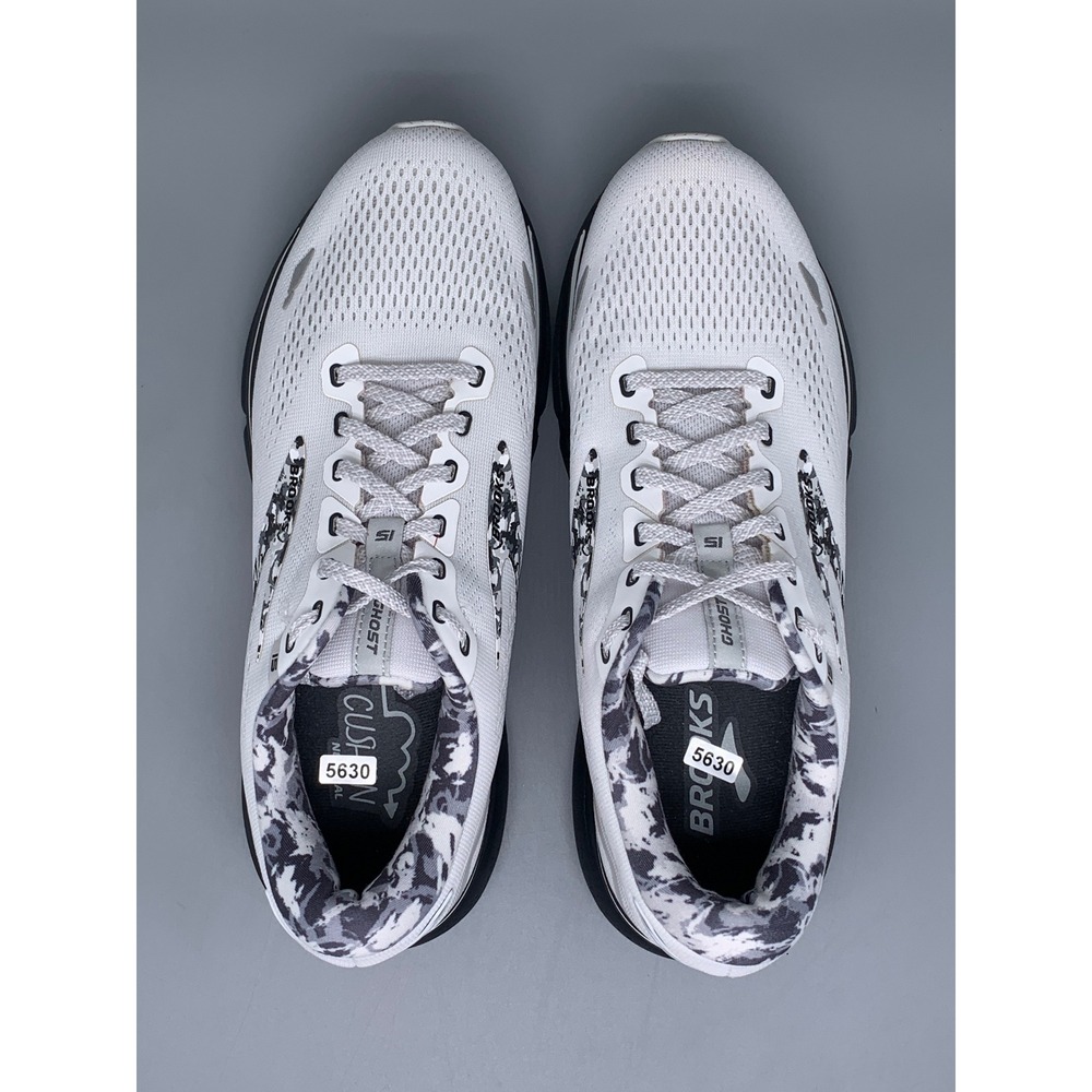 Brooks Ghost 15 White Black Grey Camo Running Shoes 1203801B149 Women's Sz 11 - Picture 4 of 10